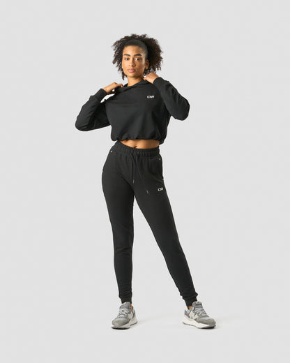 adjustable cropped hoodie black wmn