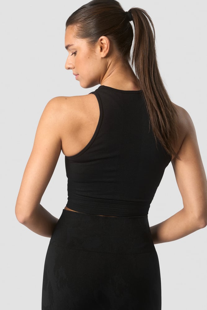 define seamless cropped tank top black