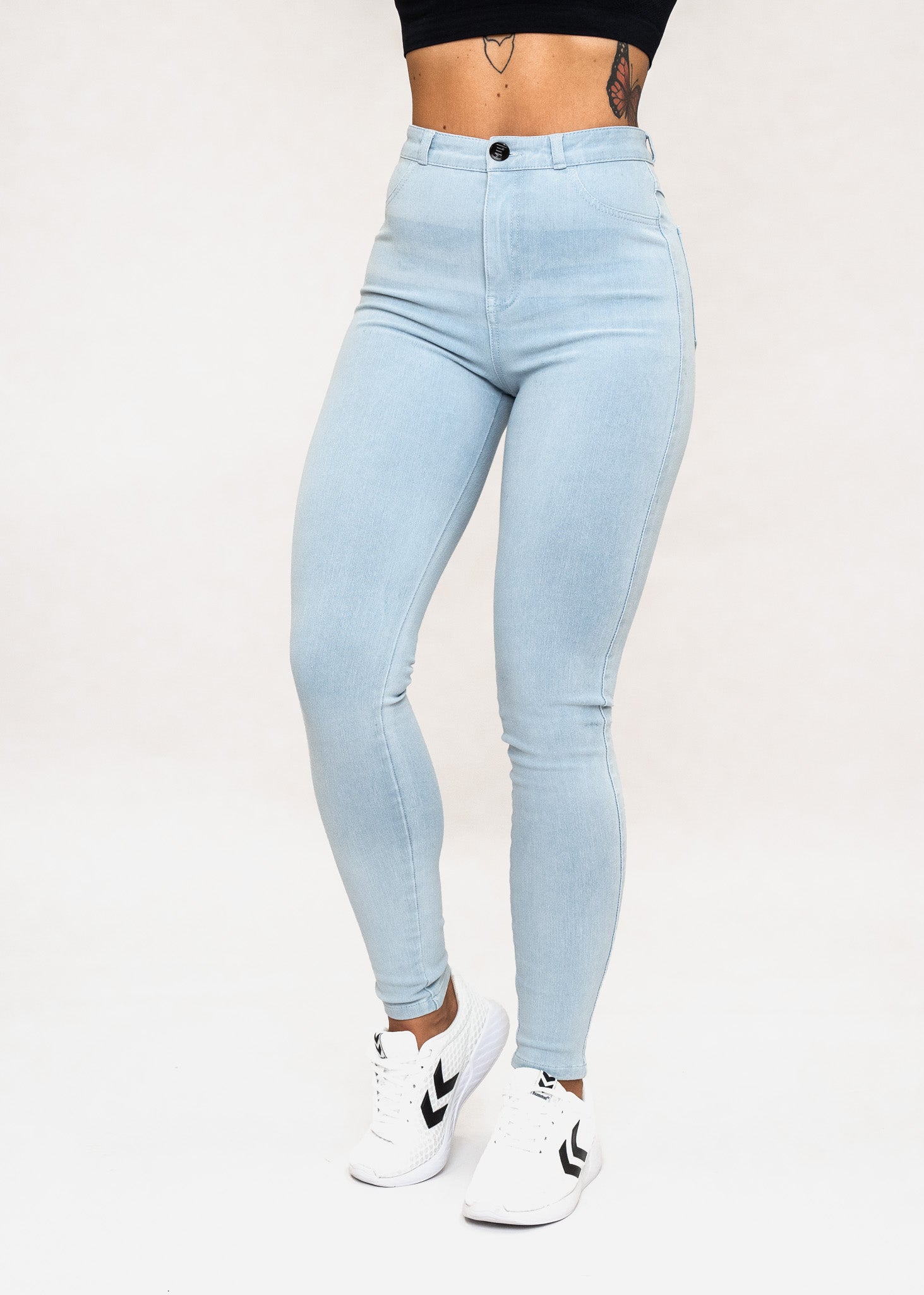 High Waist Denim Jeans - Sky Blue - for kvinde - EMBRACE - Jeans
