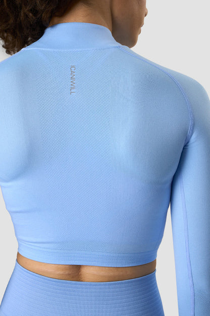 define cropped 1/4 zip daisy blue