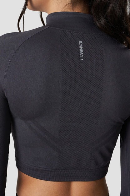 define cropped 1/4 zip graphite