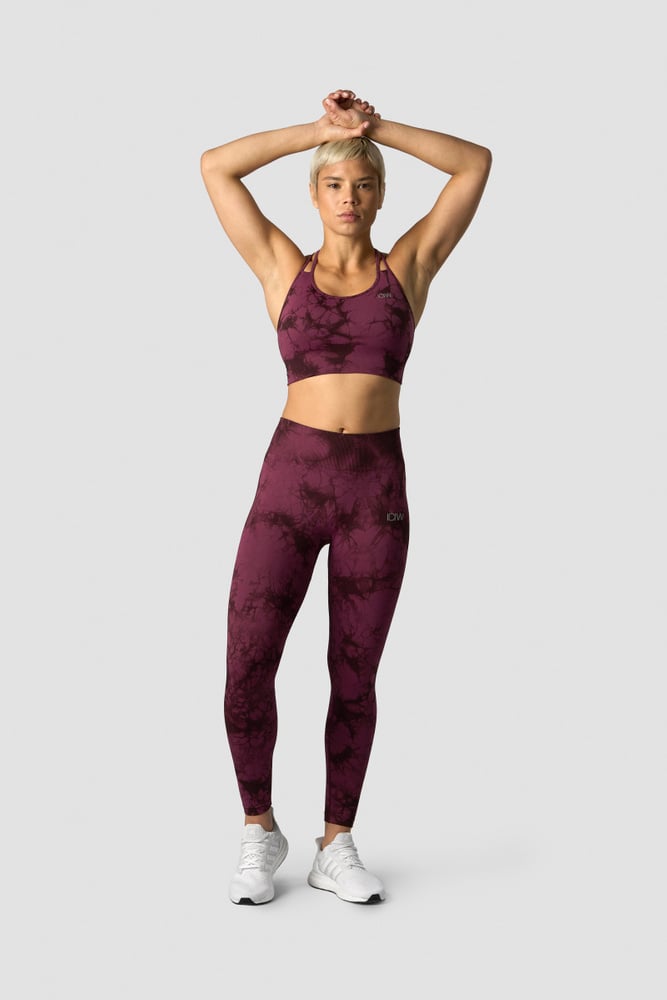 define seamless tie dye sports bra burgundy