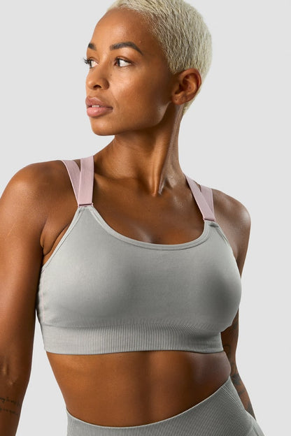 deluxe seamless adjustable sports bra grey