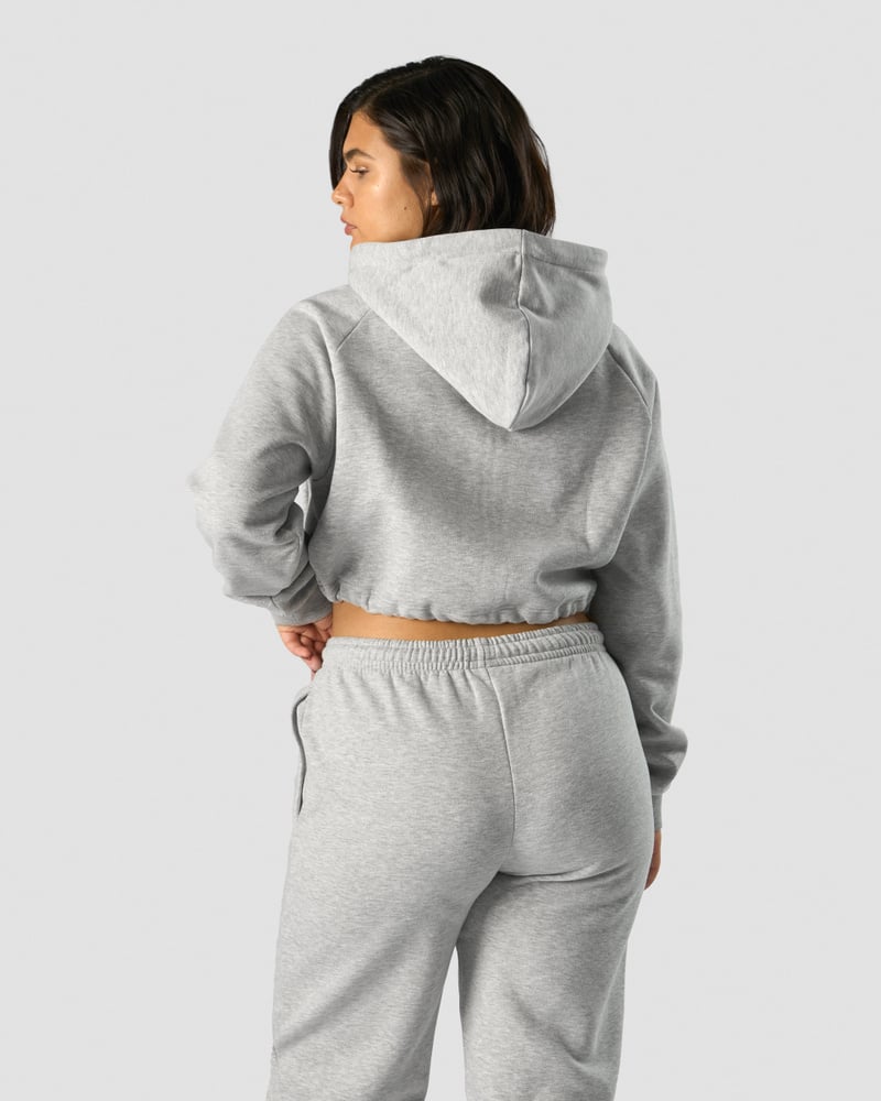 everyday cropped hoodie wmn light grey melange