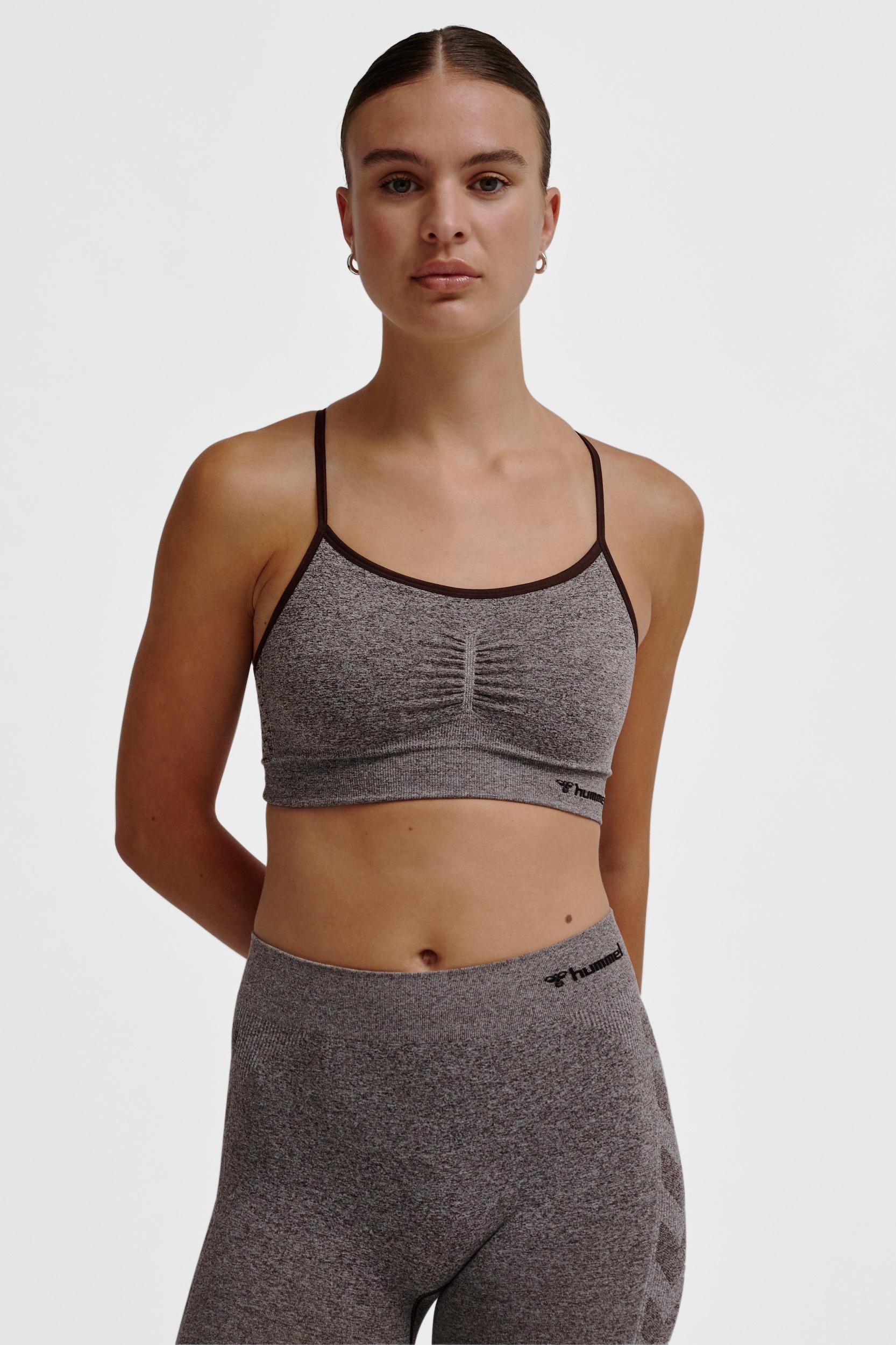 HUMMEL - Hmlci Seamless Scrunch Sports Bra - Chocolate Plum Melange