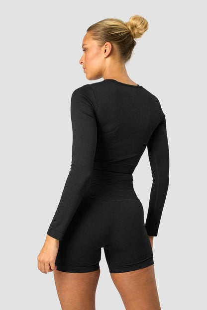 ICANIWILL - Ribbed Define Seamless Cropped Long Sleeve - Black