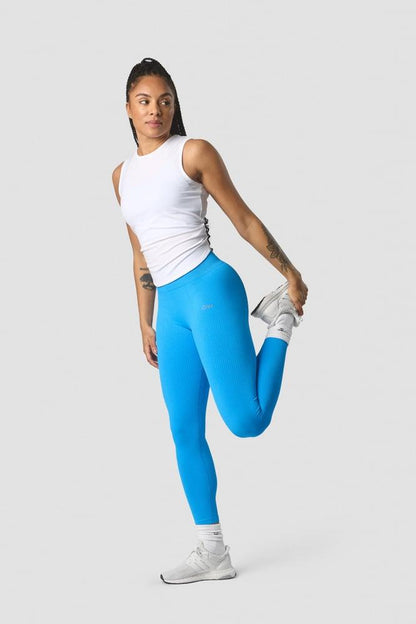 ICANIWILL - Ribbed Define Seamless Tights - Azure Blue