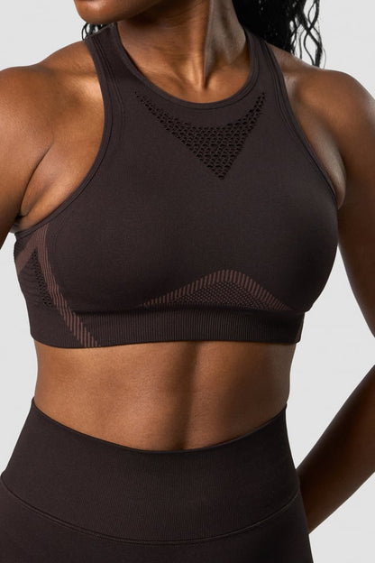 impact seamless sports bra dark brown