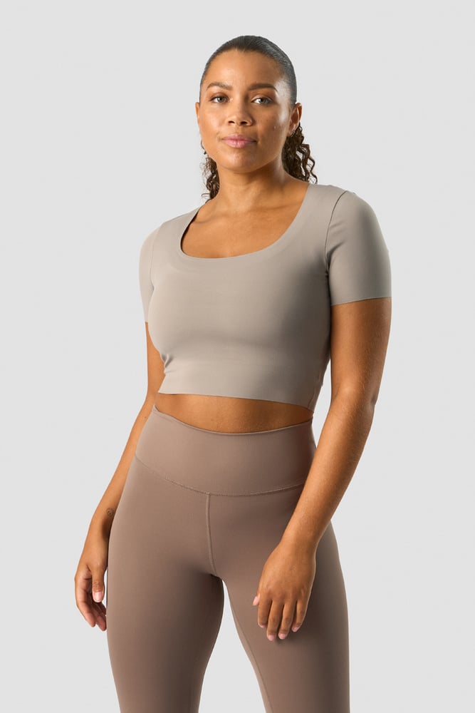 nimble soft cropped t-shirt greige