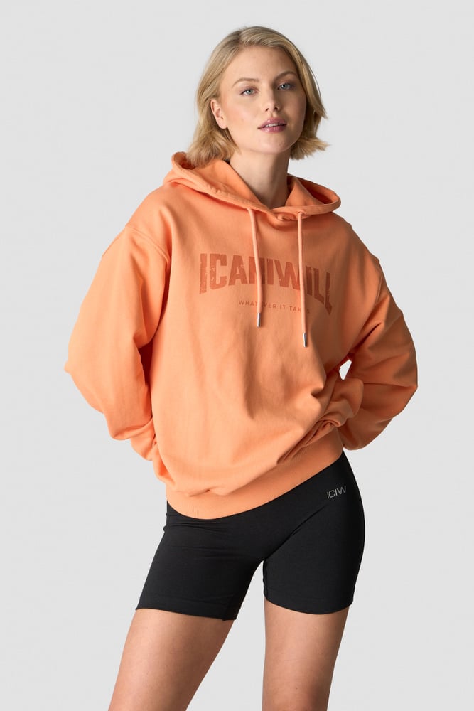 revive oversized hoodie print wmn orange peach