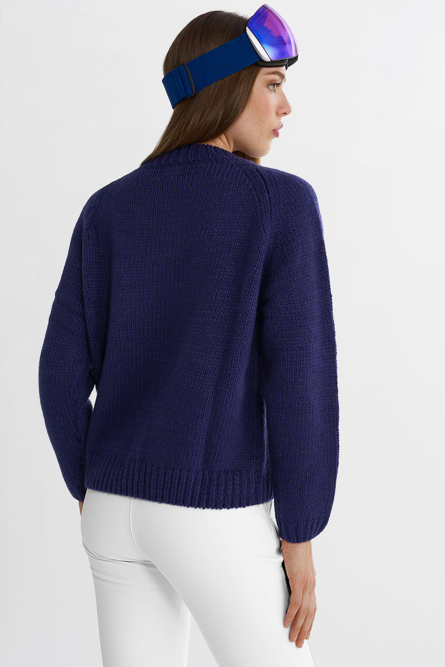 SKI Chunky strikkegenser · Blå/Hvit