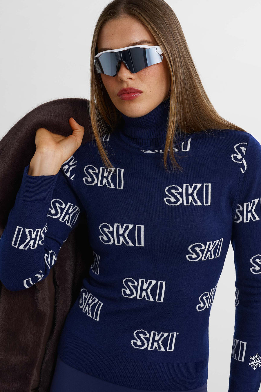 Ski Society genser · Navy Blue/White